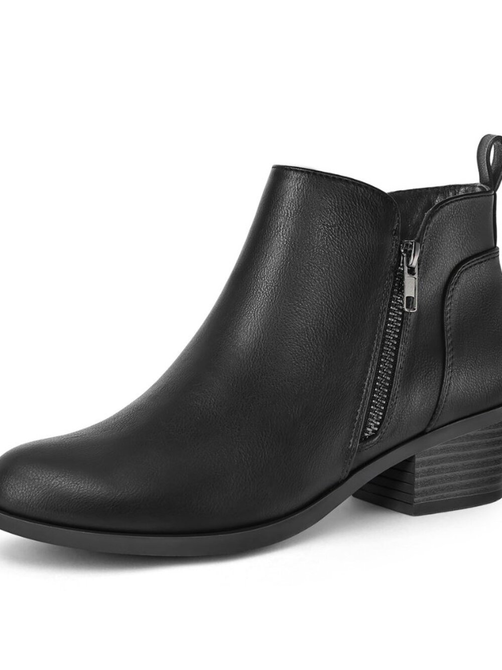 Women's Ankle Boots Chunky Low Heel with Side Zipper